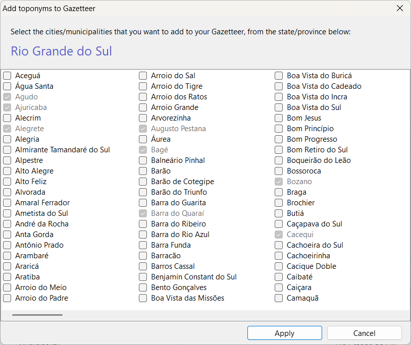 Add municipalities