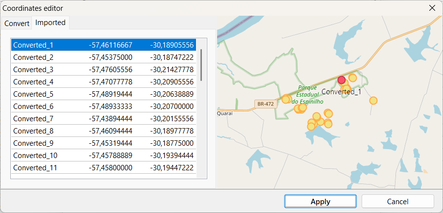 GeoAssist dialog - imported