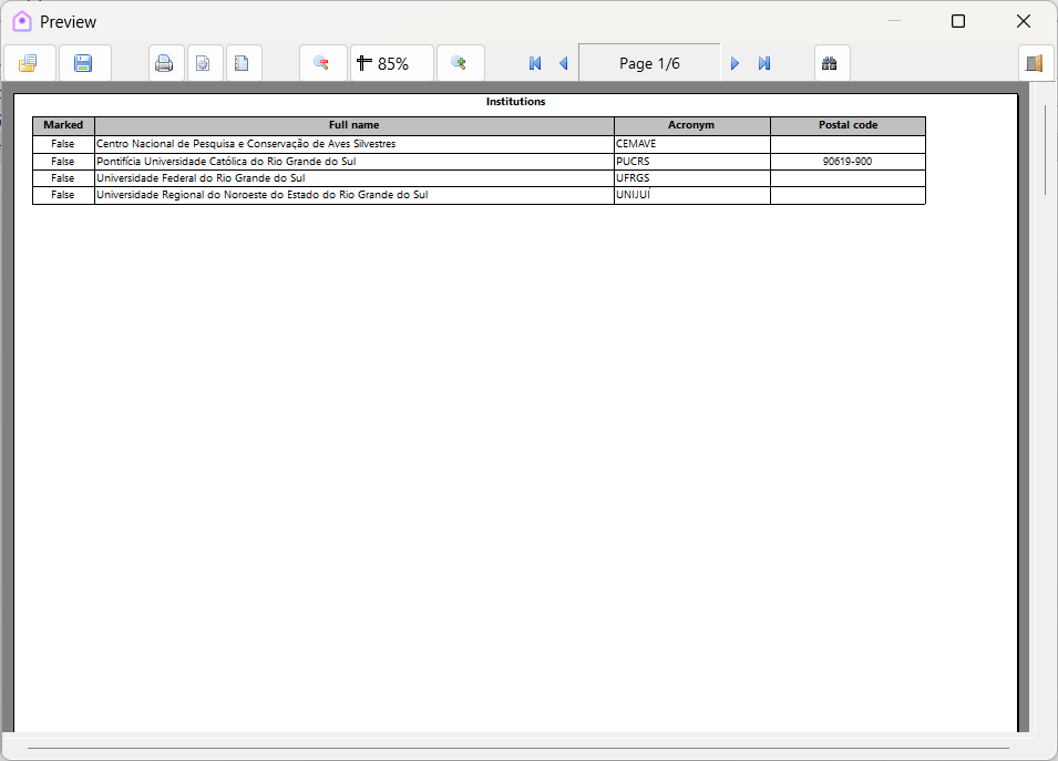 Print grid preview